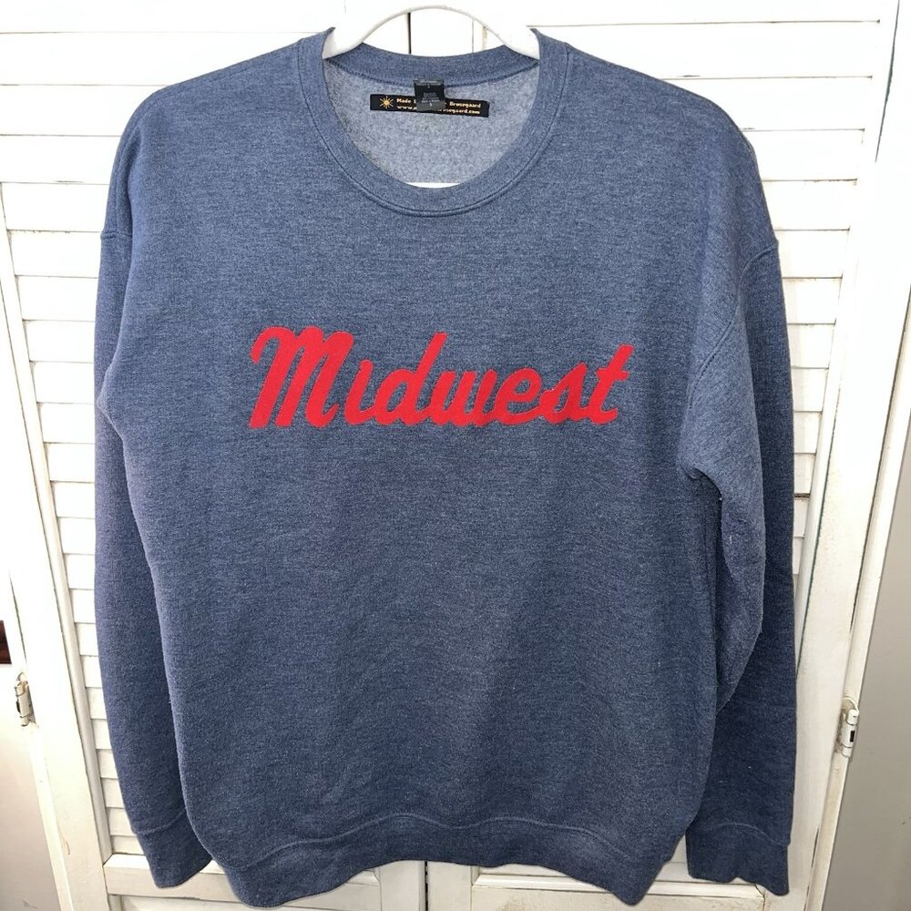 Midwest Sweatshirt Womens Medium Navy Crew Neck Soft Unisex Small